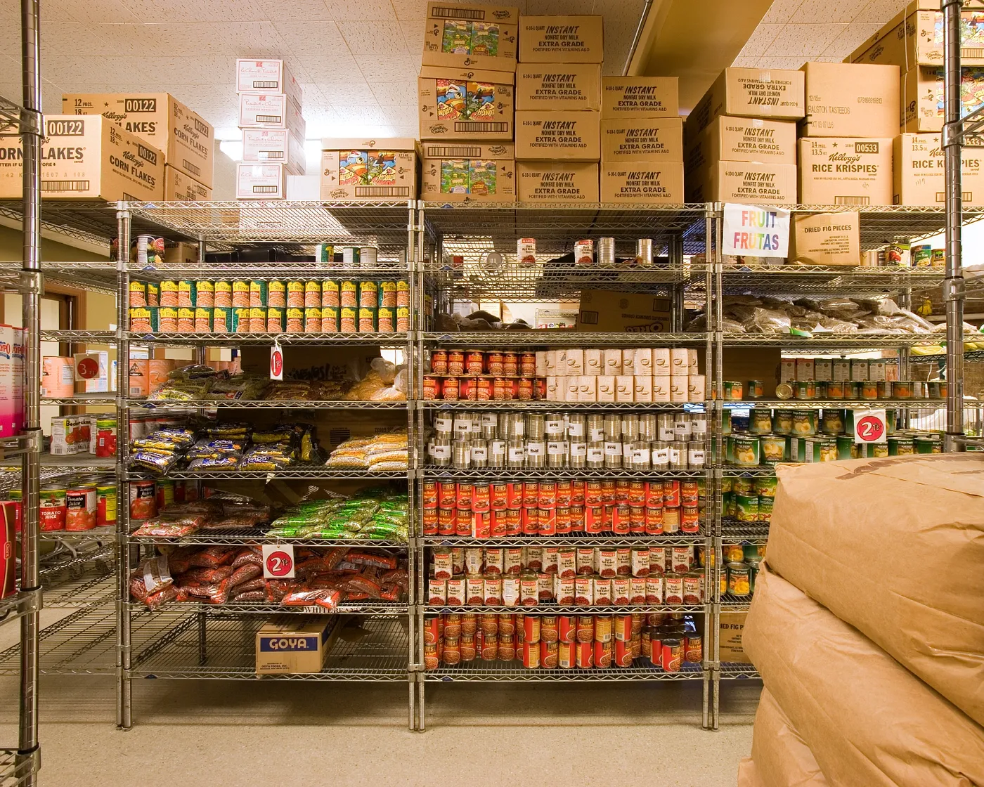 Shelves of food inside one of West Side Campaign Against Hunger’s food pantry facilities.