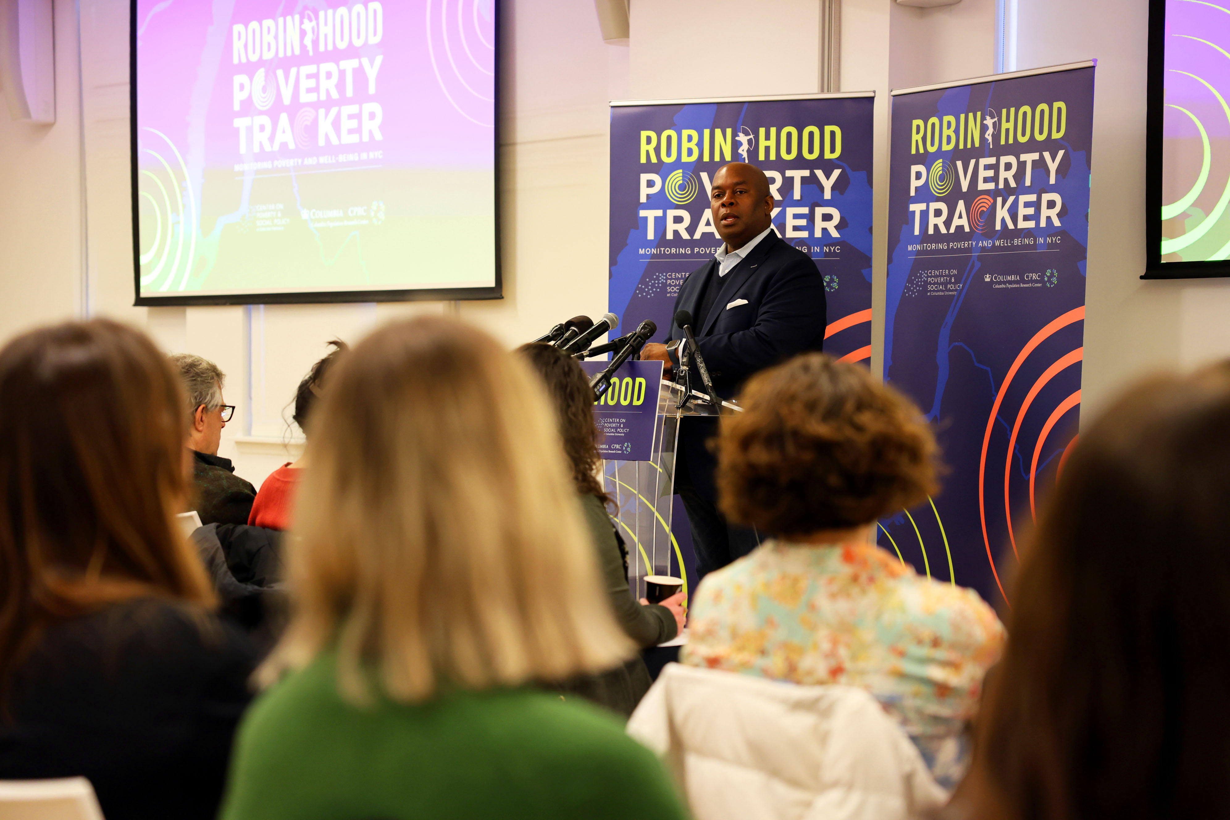 CEO Rich Buery at the event announcing Robin Hood's 7th annual Poverty Tracker report.